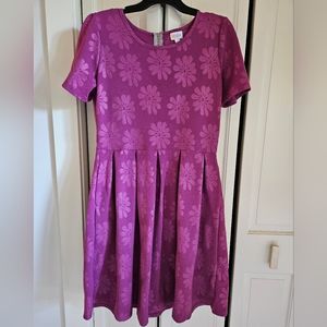 Amelia dress, Pink debossed flowers, size XL